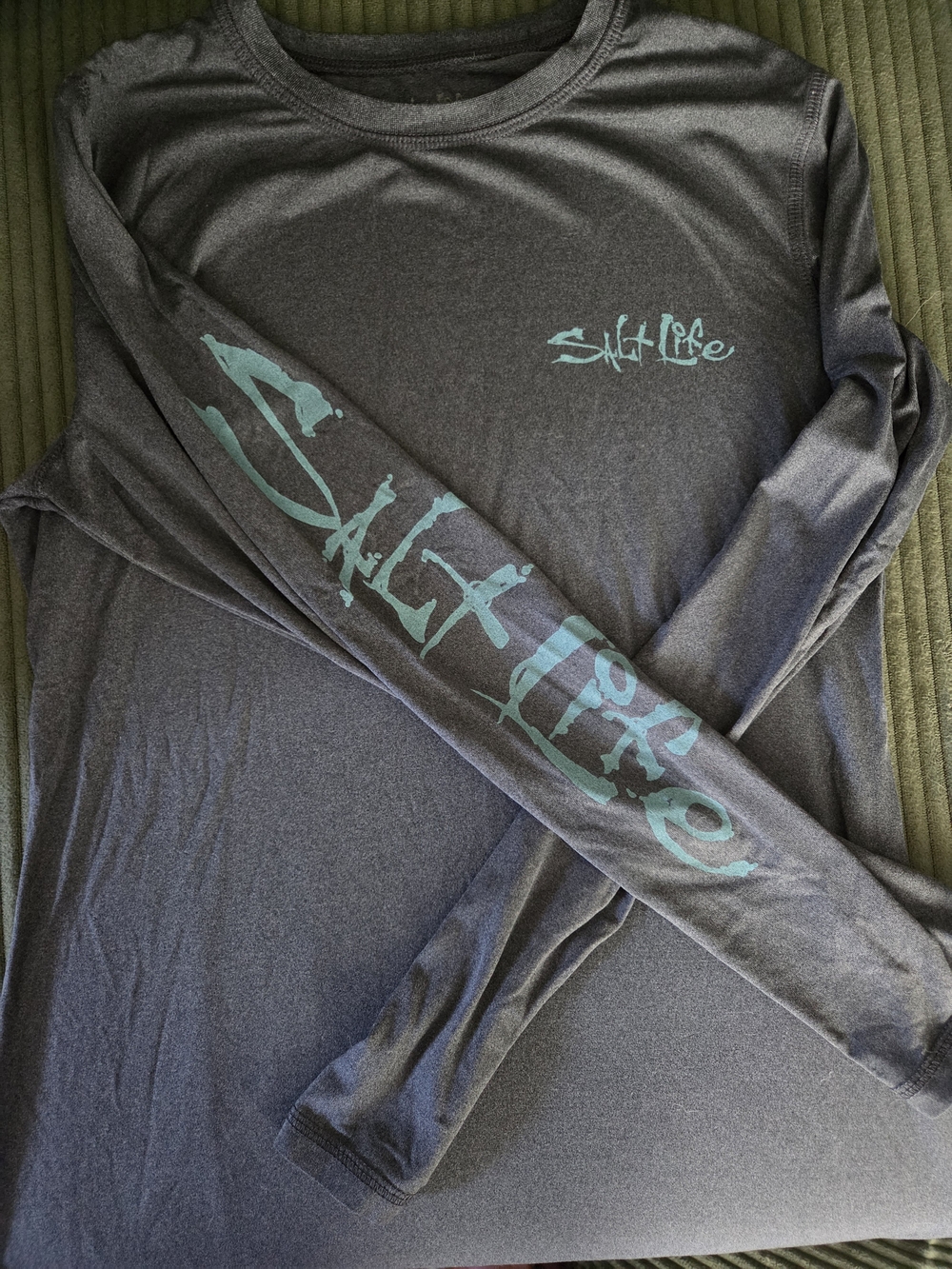 Salt Life Charcoal Gray Long Sleeve Crew Tee with Subtle Logo